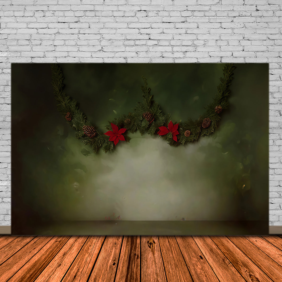 Vintage-Fotohintergrund Weihnachtsgirlande Tannenzapfen Vintage-Foto-Fotohintergrund MRR9-33