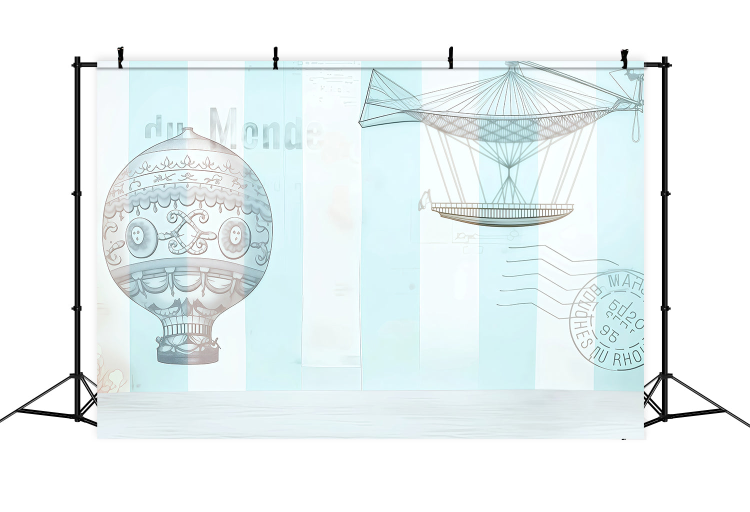 Neugeborenen-Fotohintergrund Vintage-Heißluftballon-Illustration Kinder-Fotohintergrund MRR9-37
