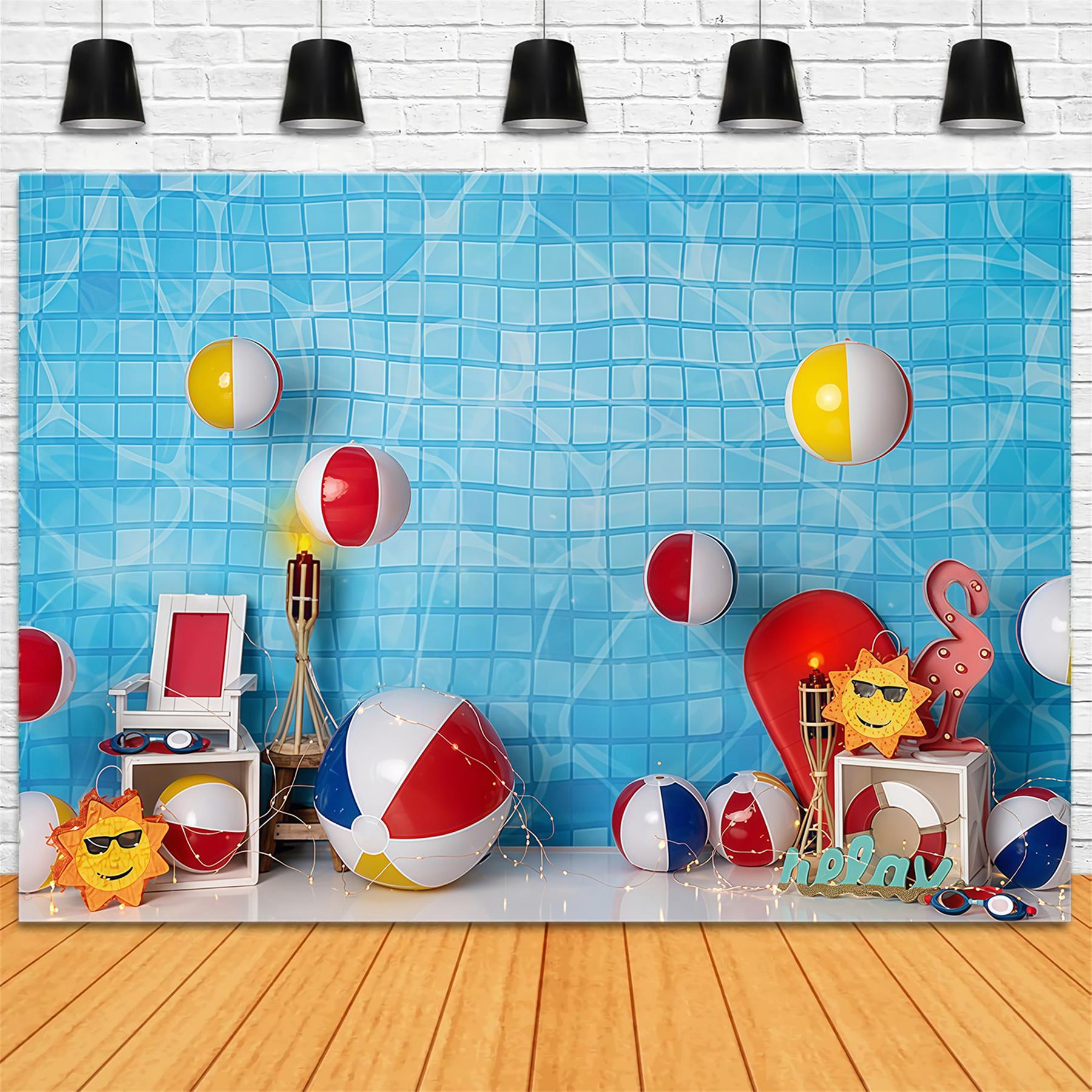 Kinder-Hintergründe Poolfliesen Strandball Sommer Neugeborenen-Fotografie-Fotohintergrund MRR9-48