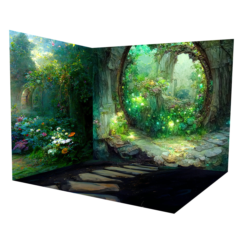 Zauberwald Märchengarten Blume Hintergrund Zimmerset ROOM6
