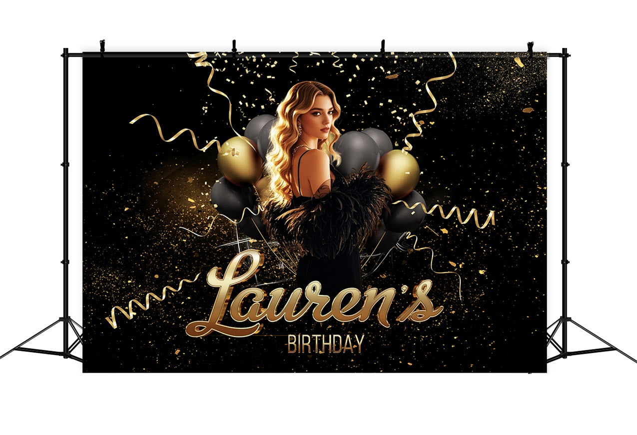 Custom Backdrop Geburtstag Lauren's Glitter Balloon Backdrop RR1-101