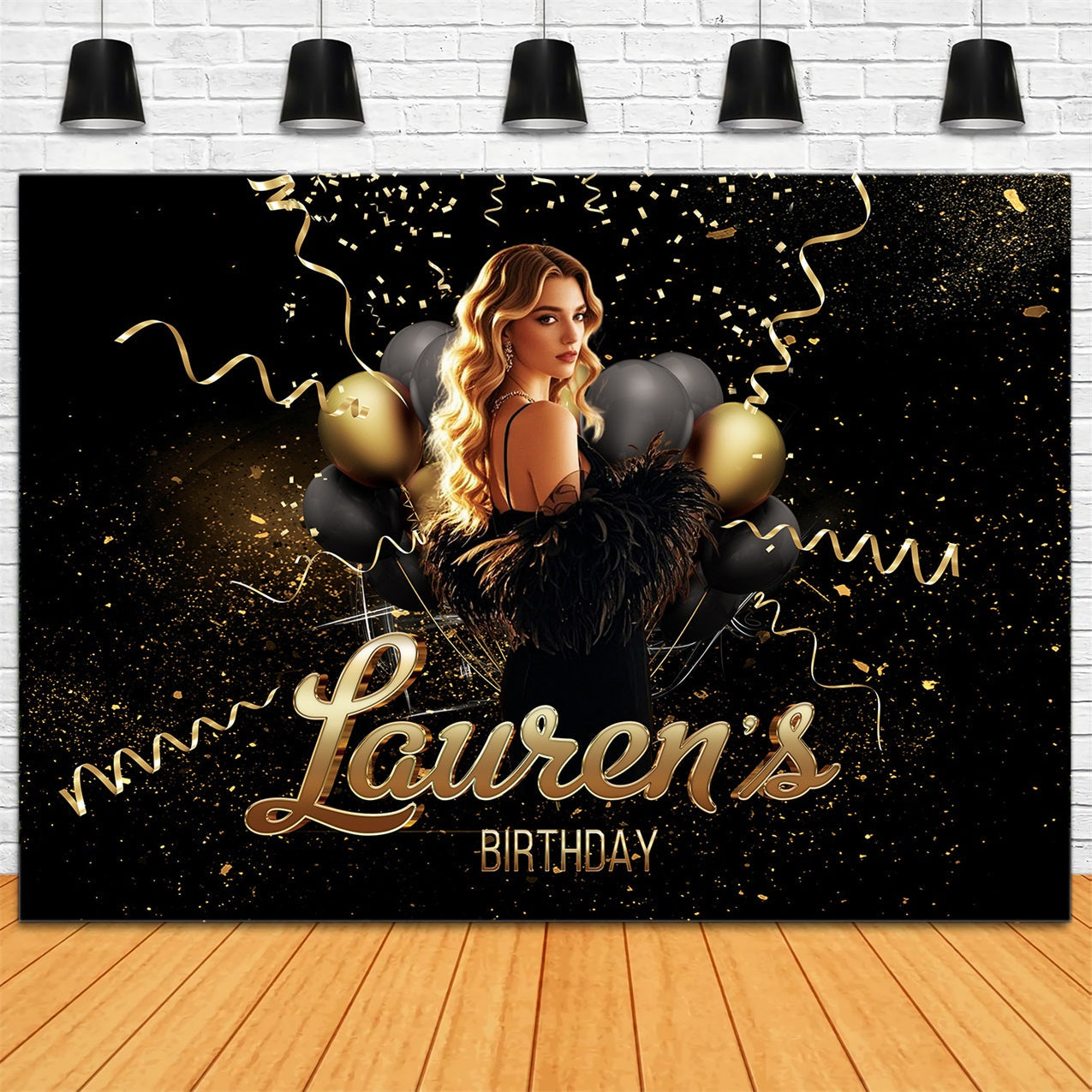 Custom Backdrop Geburtstag Lauren's Glitter Balloon Backdrop RR1-101
