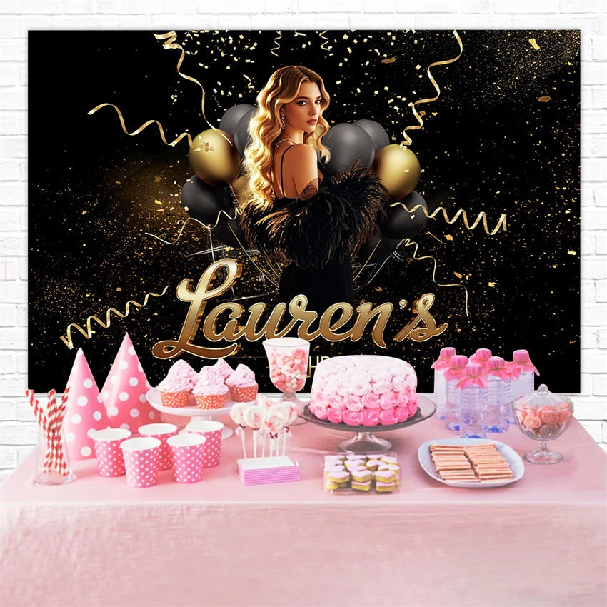 Custom Backdrop Geburtstag Lauren's Glitter Balloon Backdrop RR1-101