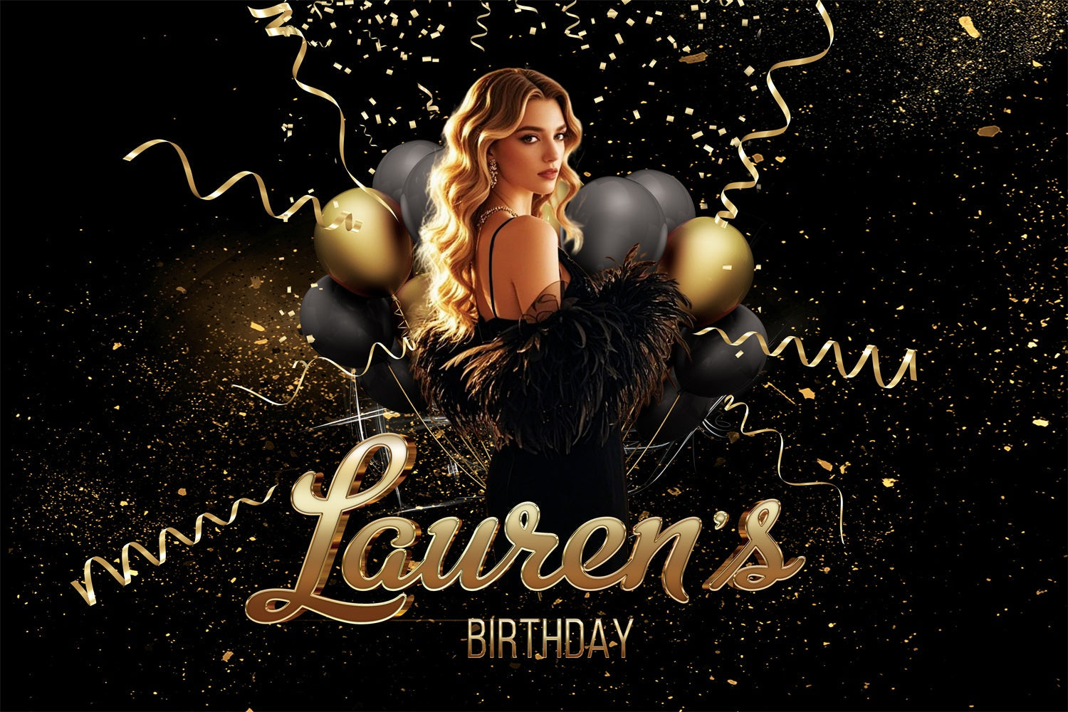 Custom Backdrop Geburtstag Lauren's Glitter Balloon Backdrop RR1-101