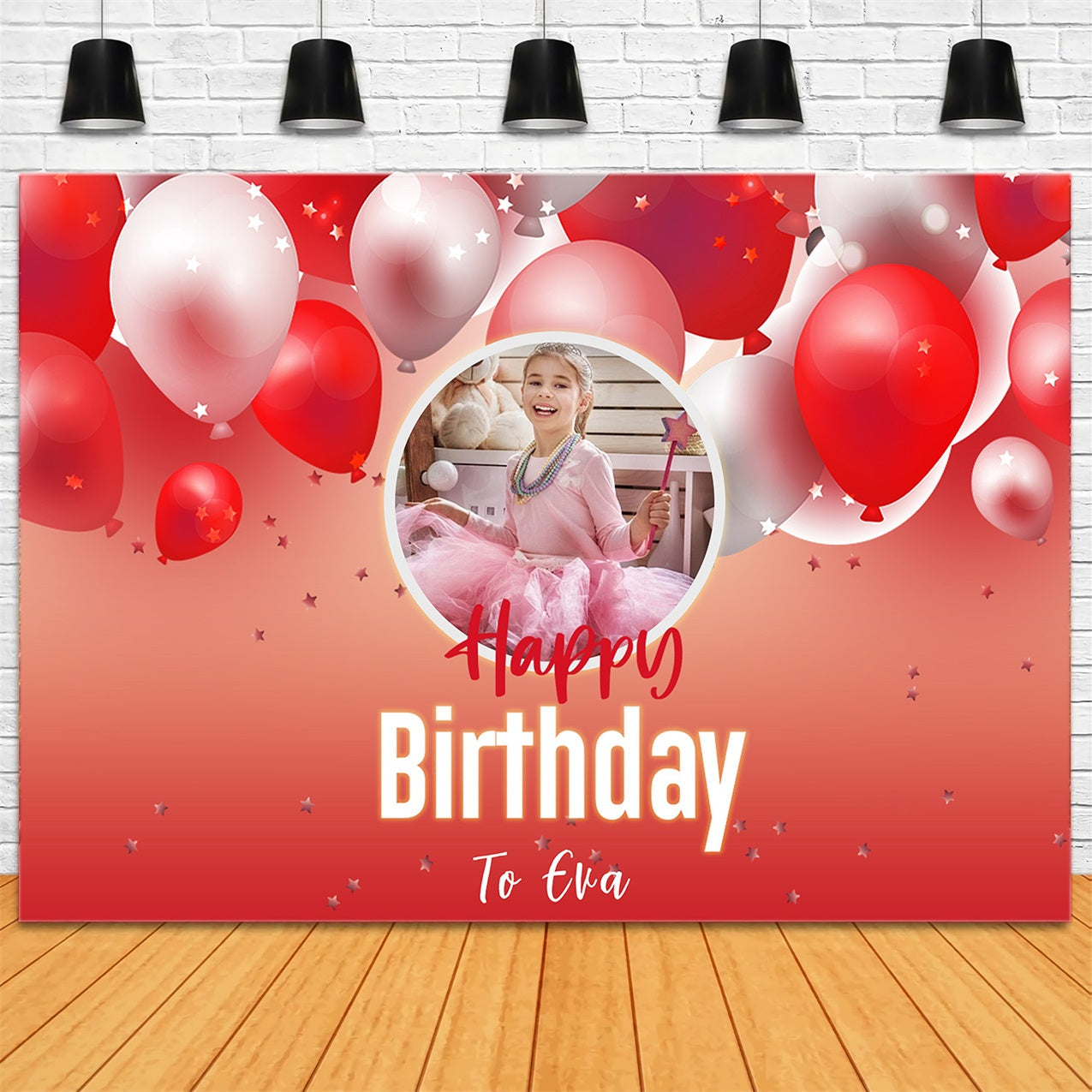 Custom Name Geburtstag Backdrop Rot Ballon Party Backdrop RR1-105