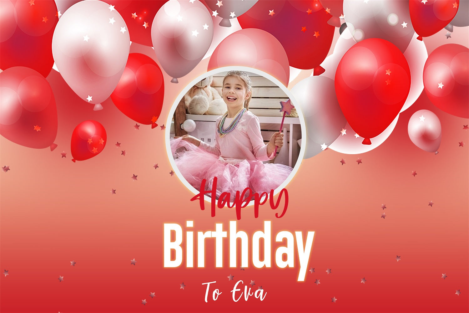 Custom Name Geburtstag Backdrop Rot Ballon Party Backdrop RR1-105