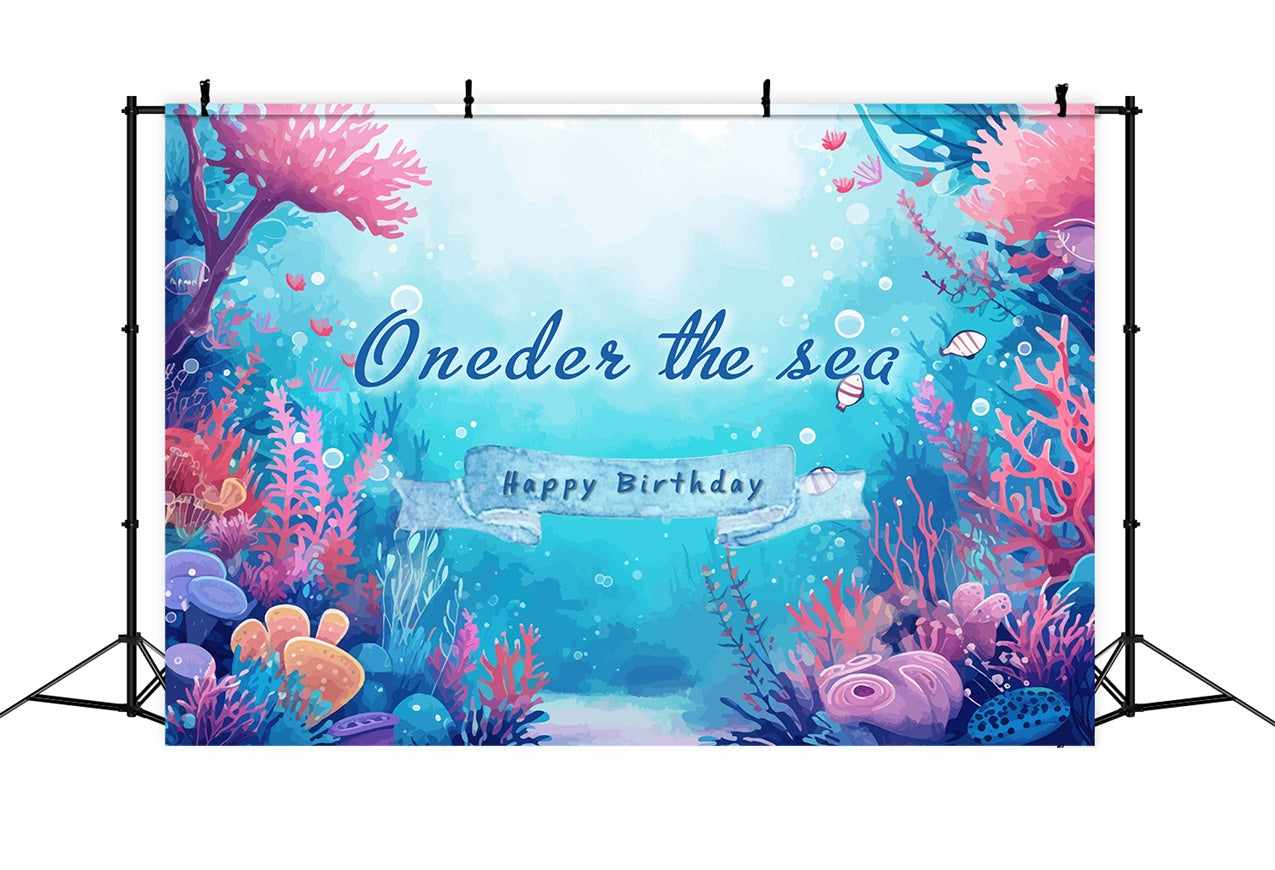Personalisierte Geburtstag Backdrop Vibrant Underwater Coral Backdrop RR1-42