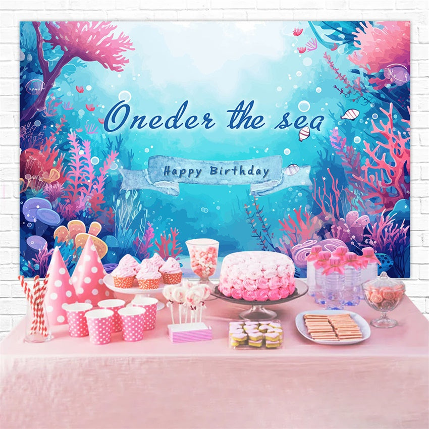 Personalisierte Geburtstag Backdrop Vibrant Underwater Coral Backdrop RR1-42