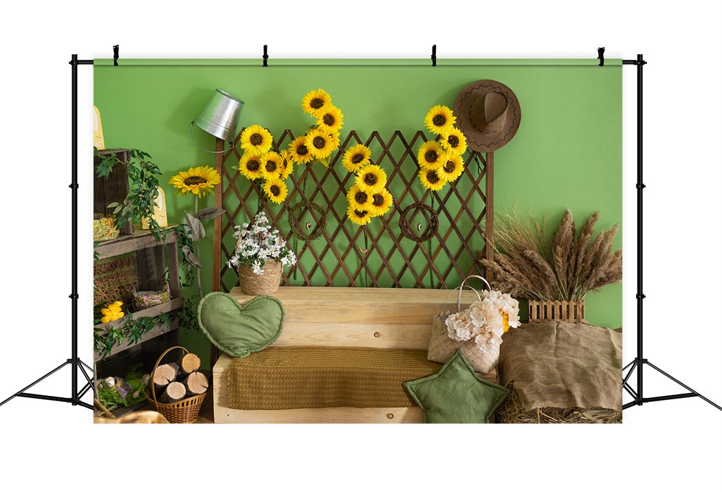 Rustikale Sonnenblumen-Hintergrundkulisse für den Sommer RR3-25