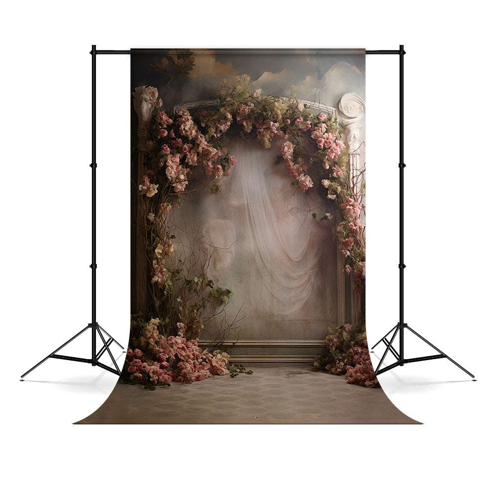 DBackdrop Klassische Rose Dekorativer bogenförmiger Türrahmen Vintage Wall Backdrop RR4-05