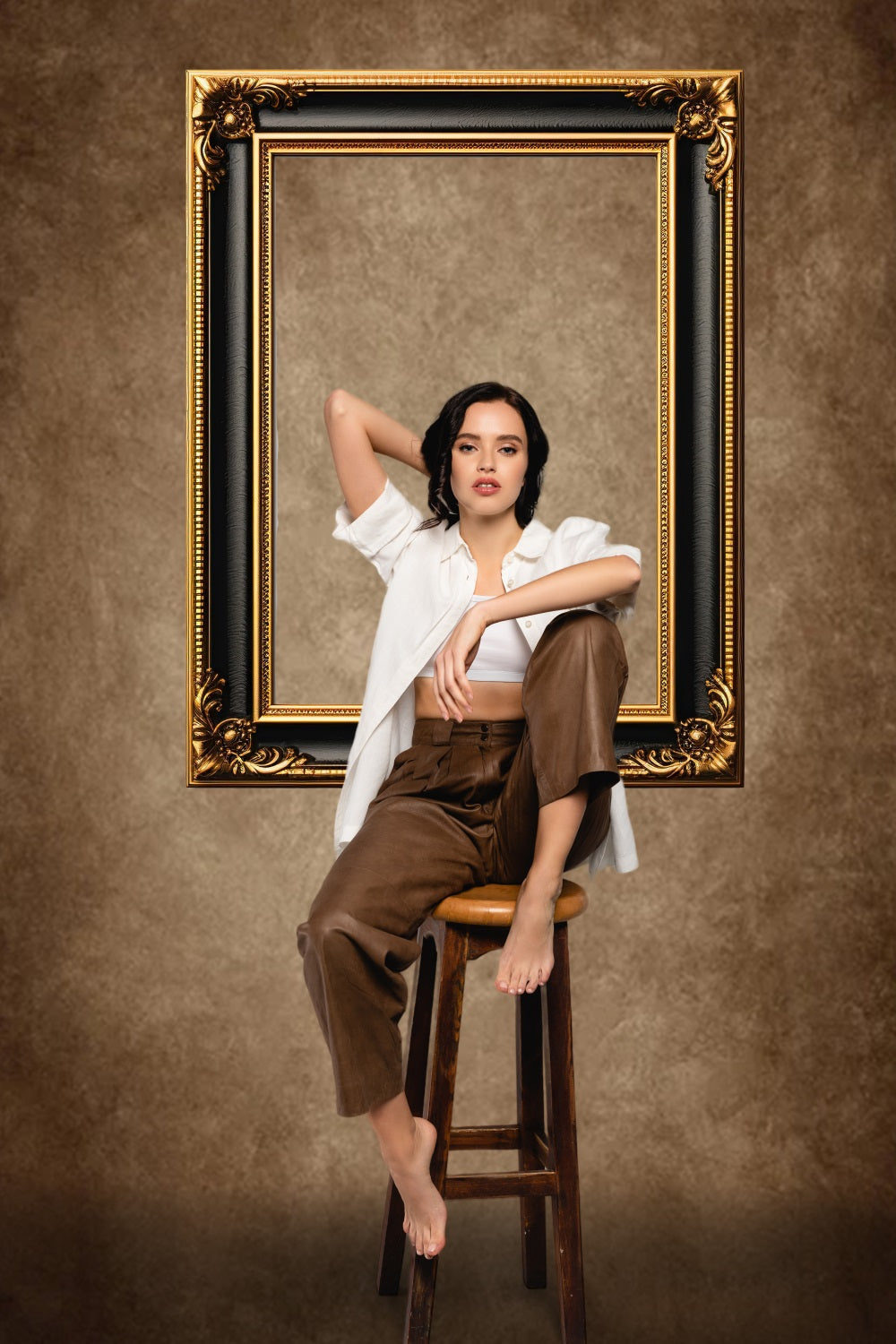 DBackdrop Kunst Vintage Rechteckiger Fotorahmen Braun Abstrakte Hintergrund RR4-53
