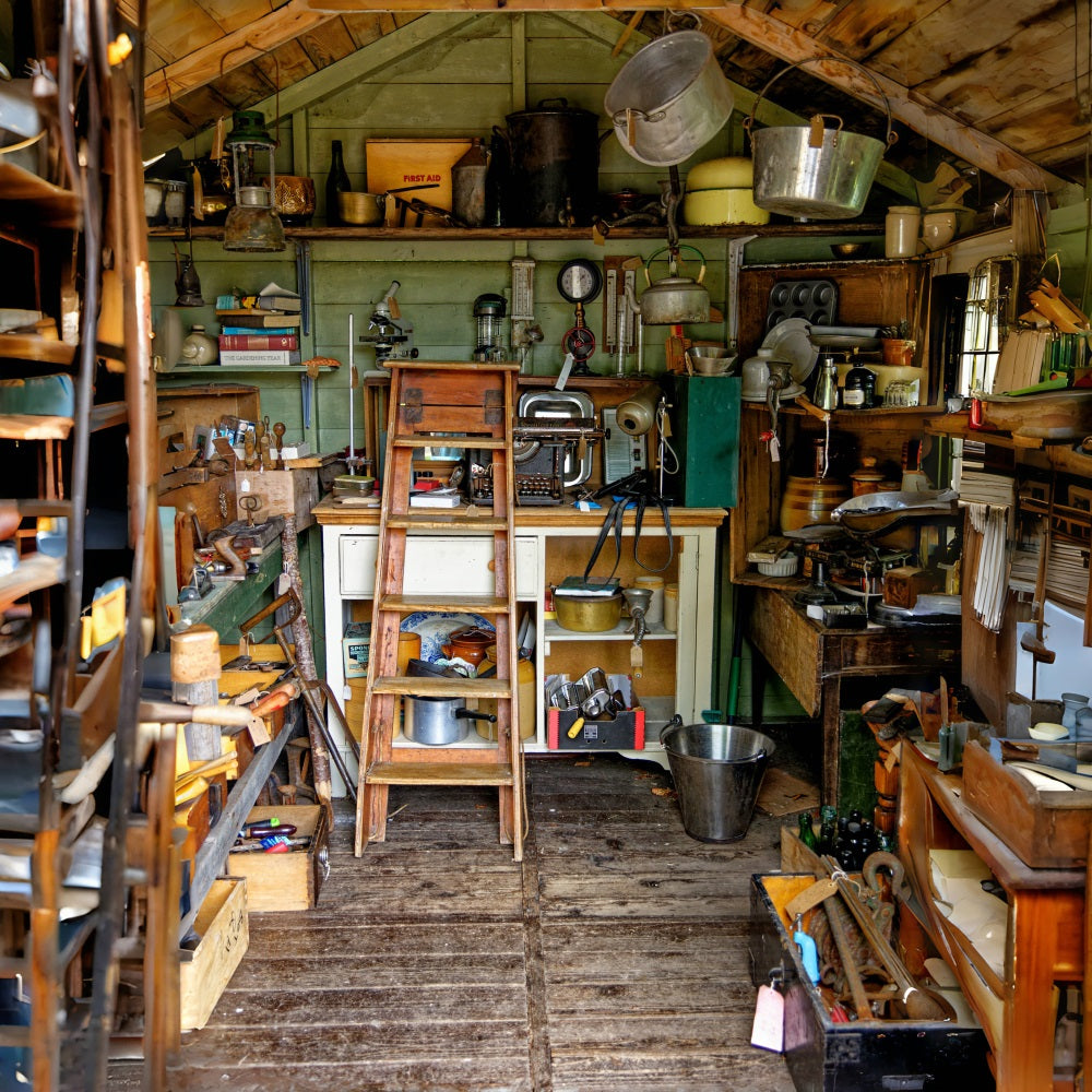 Vatertag Familie Werkzeuge Dachboden Leiter Backdrop RR5-16