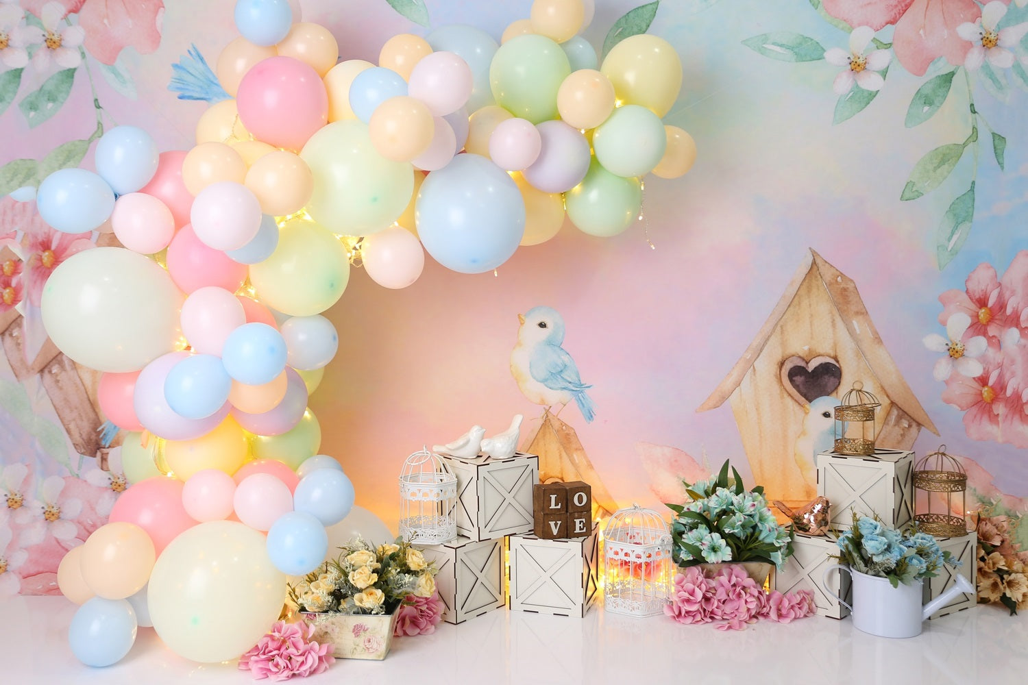 Aquarell-Blumen-Kindergeburtstag-Deko-Kulisse RR5-38