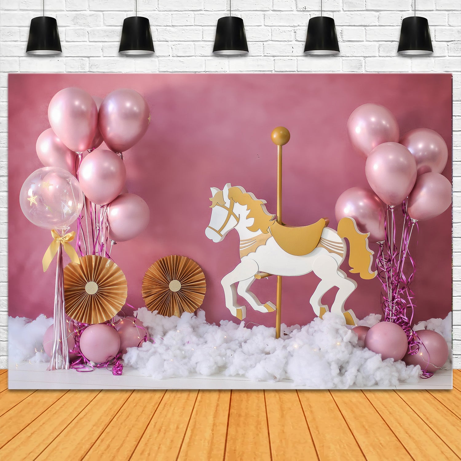 Rosa Luftballons Kindergeburtstag Dekoration Backdrop RR5-39