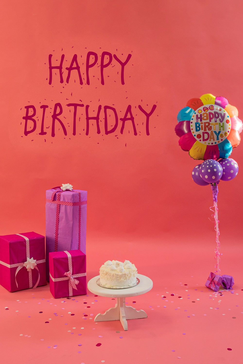 Geburtstagskuchen Kerze Ballon Muster Backdrop RR5-41