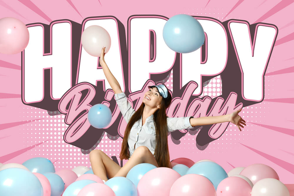 Pinke Geburtstagsparty Fotokulisse RR5-51