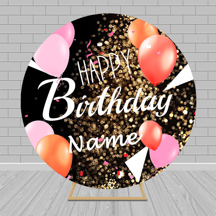 Gold Bokeh Personalisierte Runde Geburtstag Backdrop RR5-58