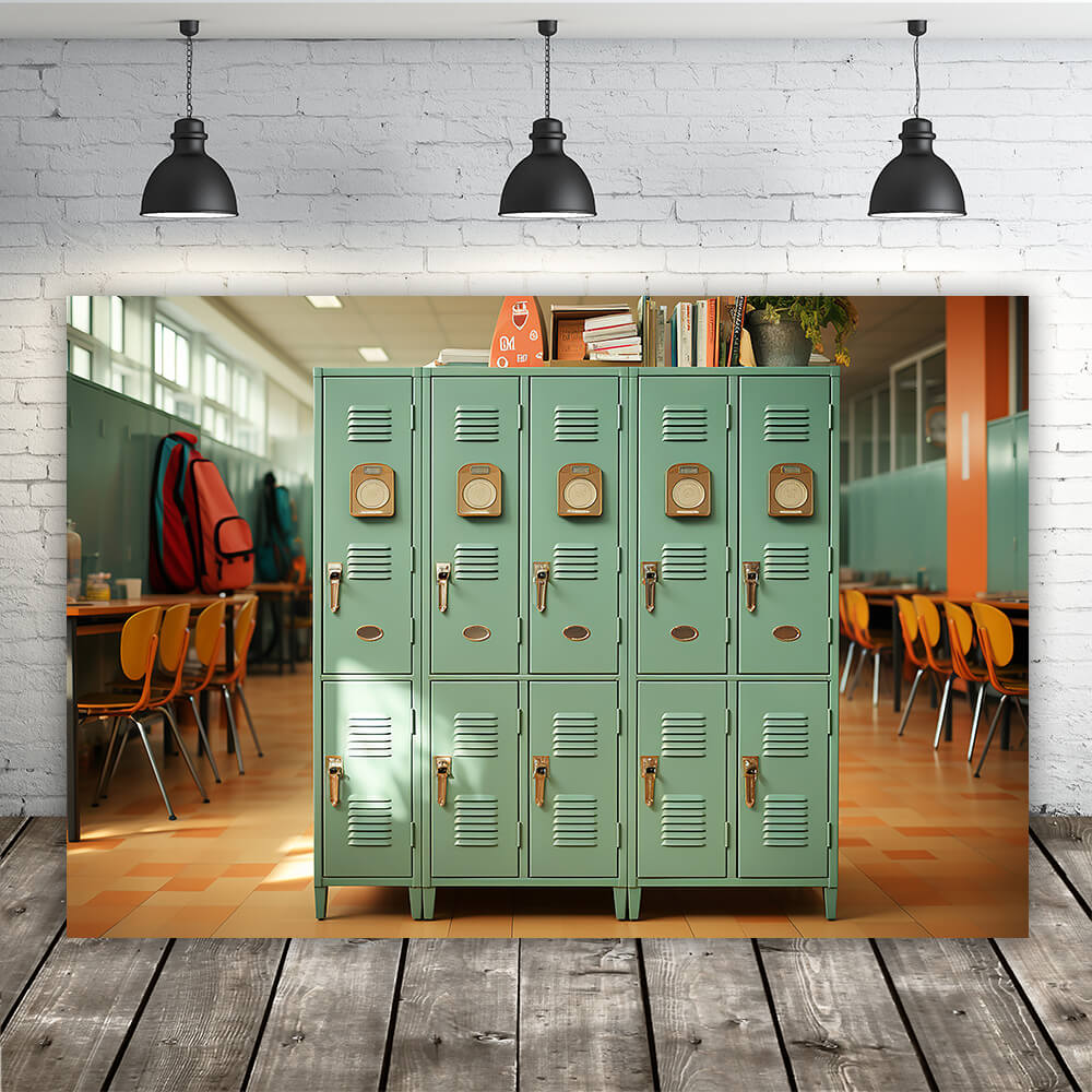 High School Schließfächer Flur Fotografie Hintergrund RR6-37