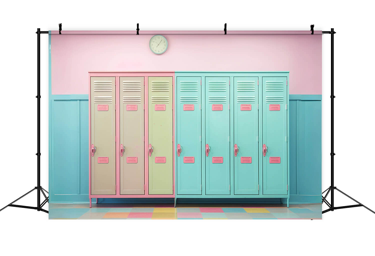Bunte Spinde Wand Back to School Fotografie Hintergrund RR6-38