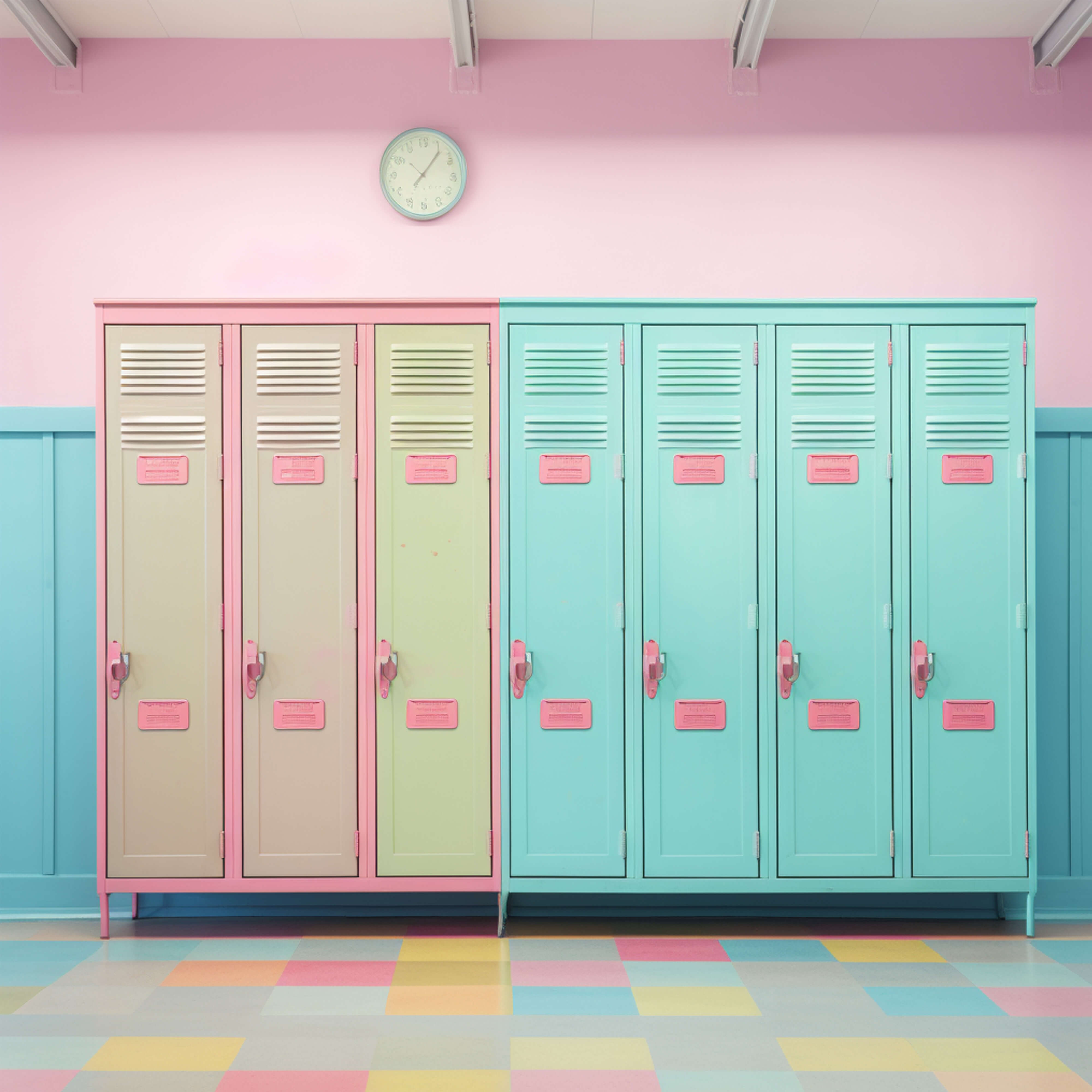 Bunte Spinde Wand Back to School Fotografie Hintergrund RR6-38
