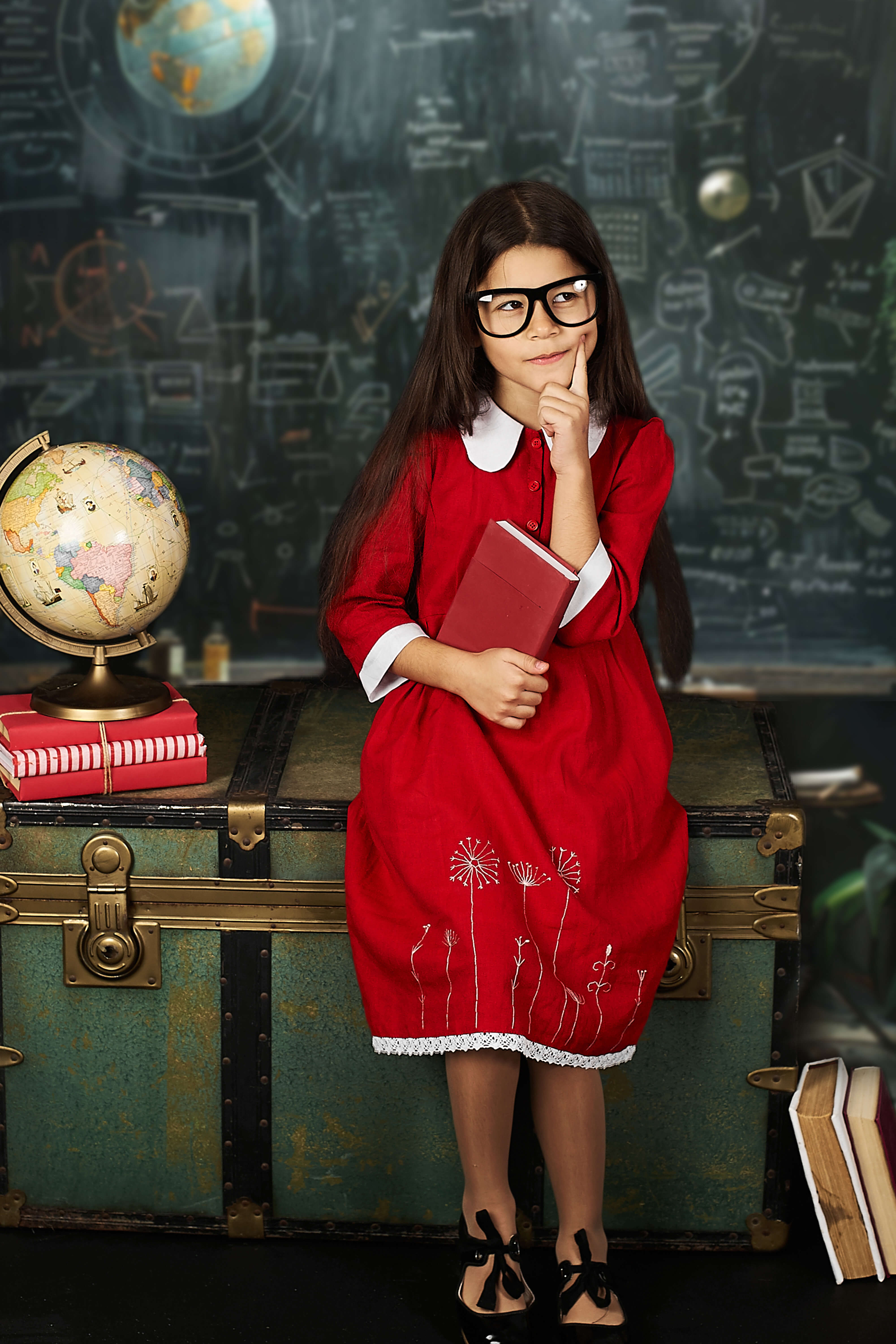 Vintage Bücherregal Blackboard Studierzimmer Fotografie Hintergrund RR6-43