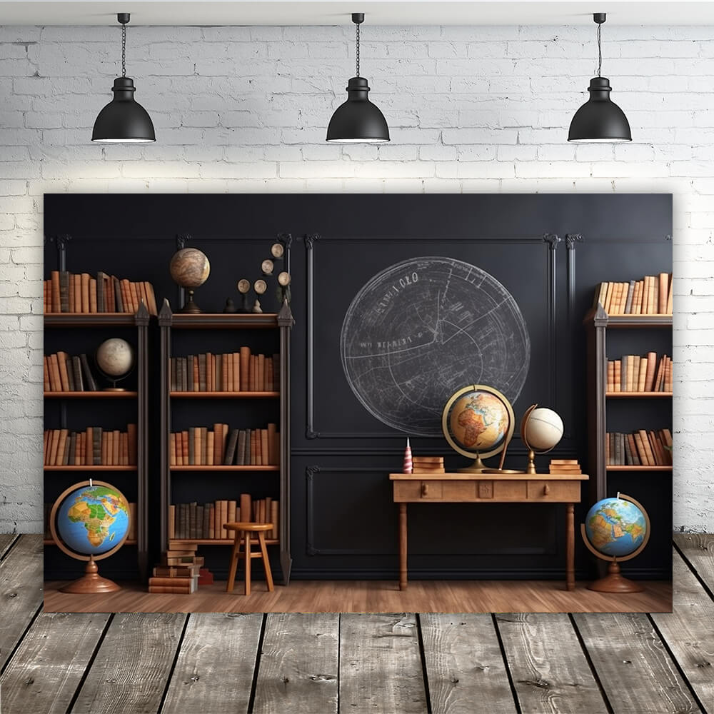 Back to School Bücherregal Globen Klassenzimmer Fotografie Hintergrund RR6-44