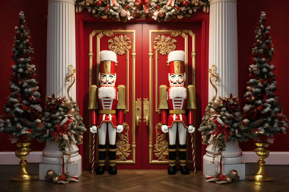 Nussknacker Weihnachtsbäume Tür Fotohintergrund RR6-52