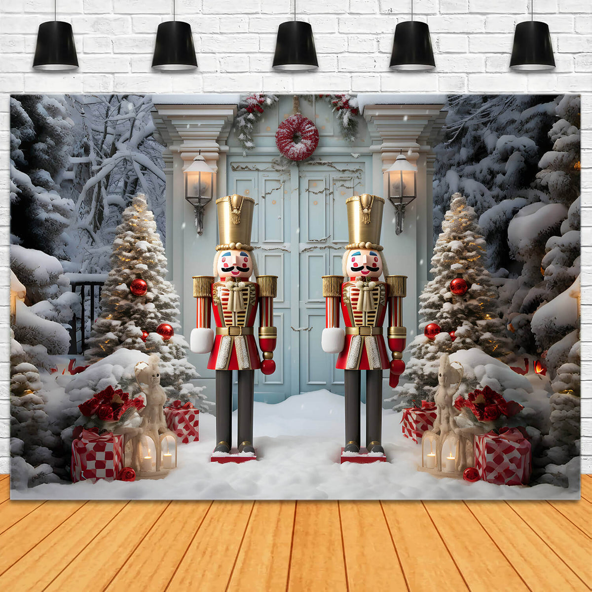 Weihnachts Fenstervorhang – 137x45 Cm, Kiefer Wald Design, Polyester