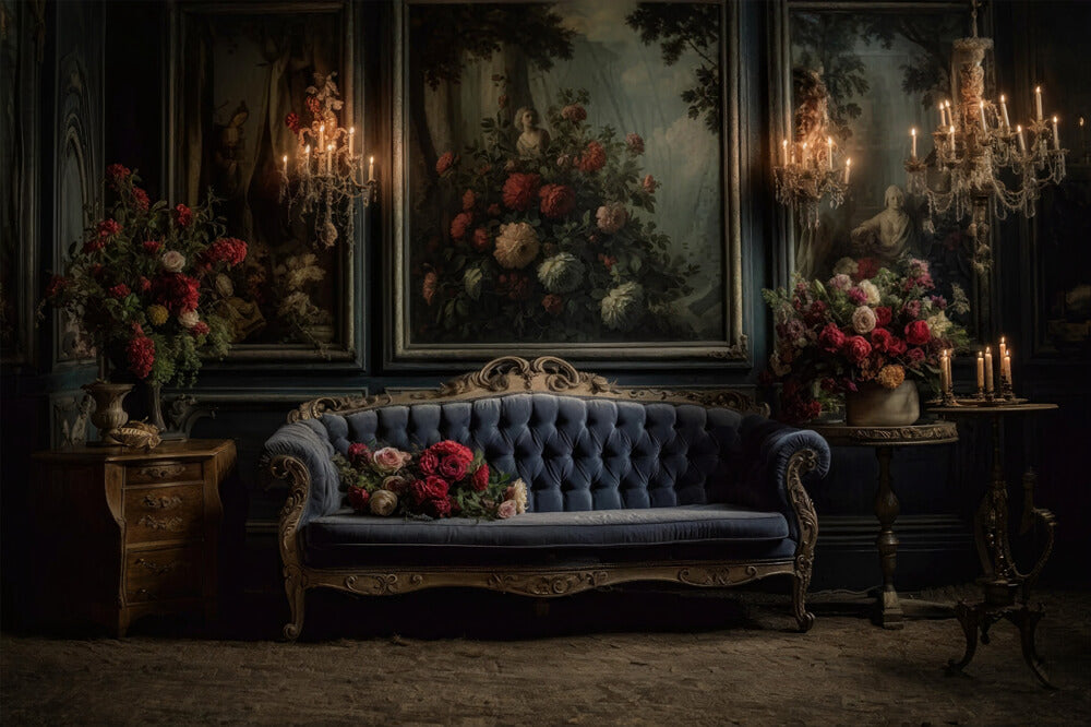 Viktorianisches Wohnzimmersofa Retro-Wandhintergrund RR6-63