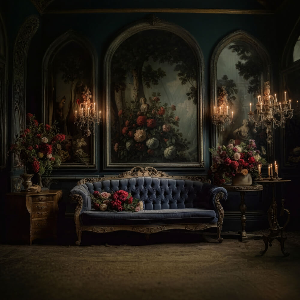 Viktorianisches Wohnzimmersofa Retro-Wandhintergrund RR6-63