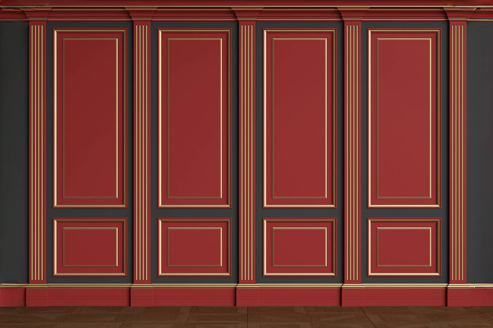 Antike rote goldene Retro-Wand-Boden-Hintergrundkulisse RR6-72