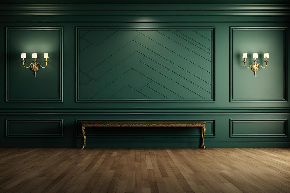 Grüne Retro-Wand-Holzboden-Hintergrundkulisse RR6-77