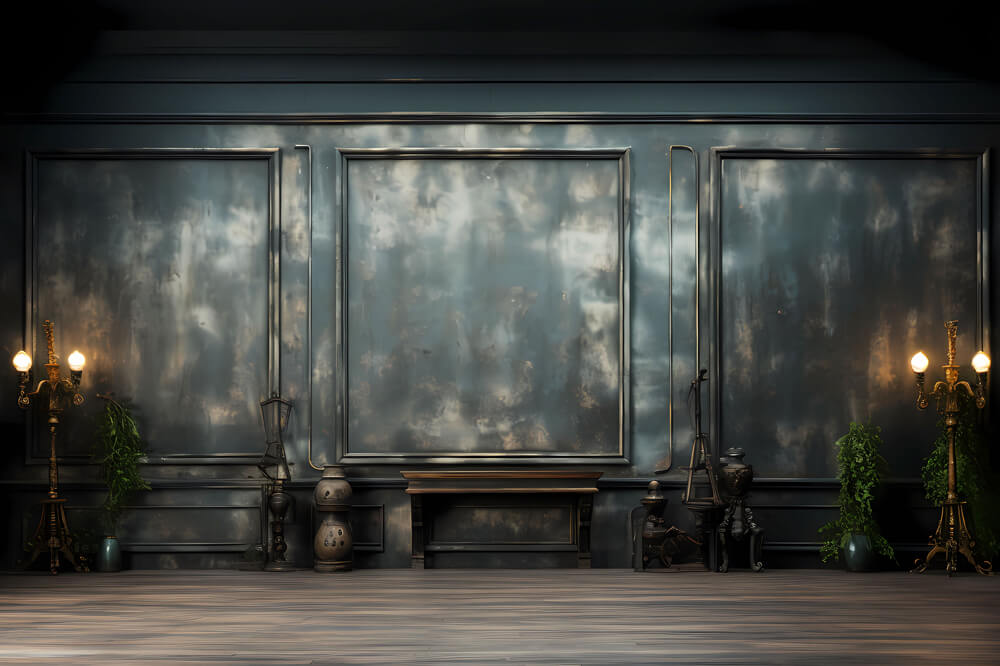 Alte dunkle Retro-Wand-Holzboden-Kulisse RR6-78