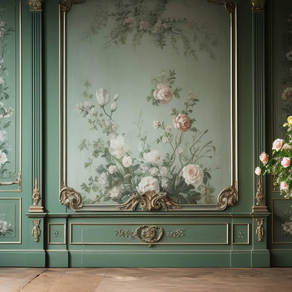Klassisches Interieur Retro Blumen Wand Hintergrund RR6-80