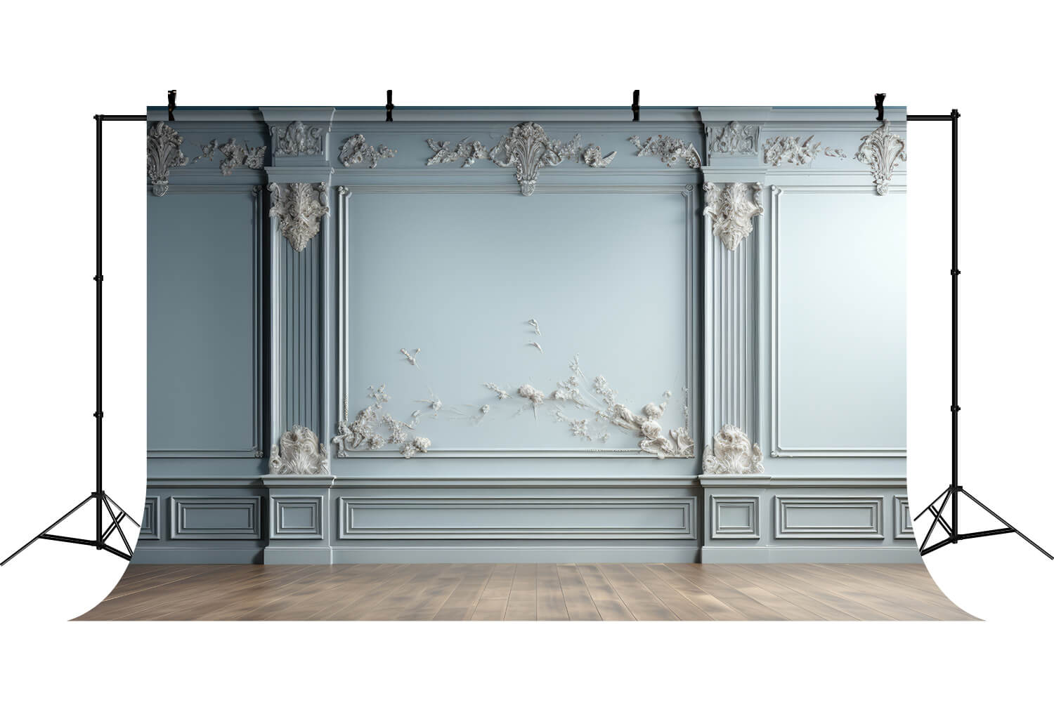 Hellblaue Retro Chic Wand Holzboden Hintergrund RR6-84