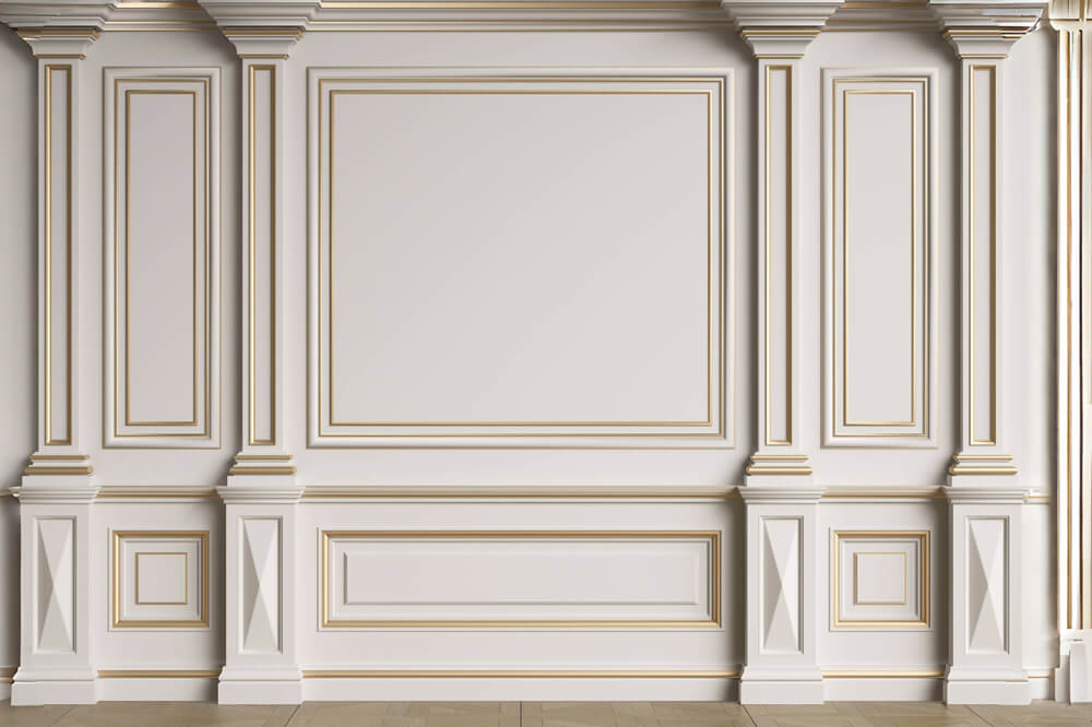 Leerer Raum Innen Weiß Retro Wand Hintergrund RR6-90