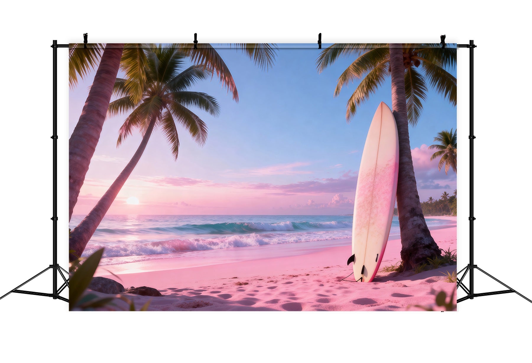 Tropischer Strandhintergrund Ruhiges Surfbrett Ideen für Sommer-Fotohintergründe am Meer RR61-15