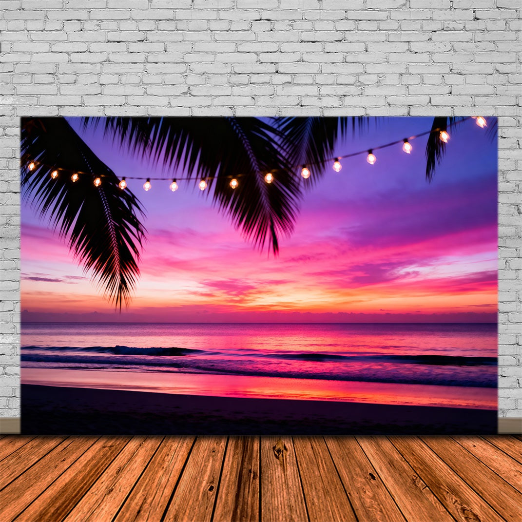 Strandfotokulisse Tropischer Sonnenuntergang Lichter Sommerfotokulisse RR61-22
