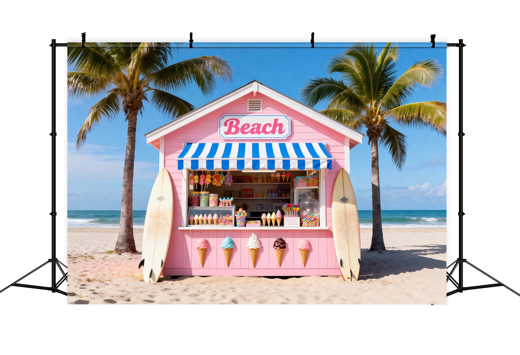 Strandkulisse für Fotos Rosa Eisdiele Ideen für Sommerkulissen RR61-4