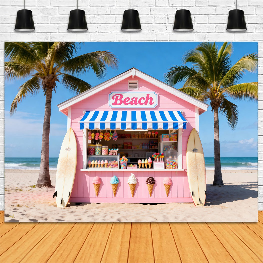Strandkulisse für Fotos Rosa Eisdiele Ideen für Sommerkulissen RR61-4