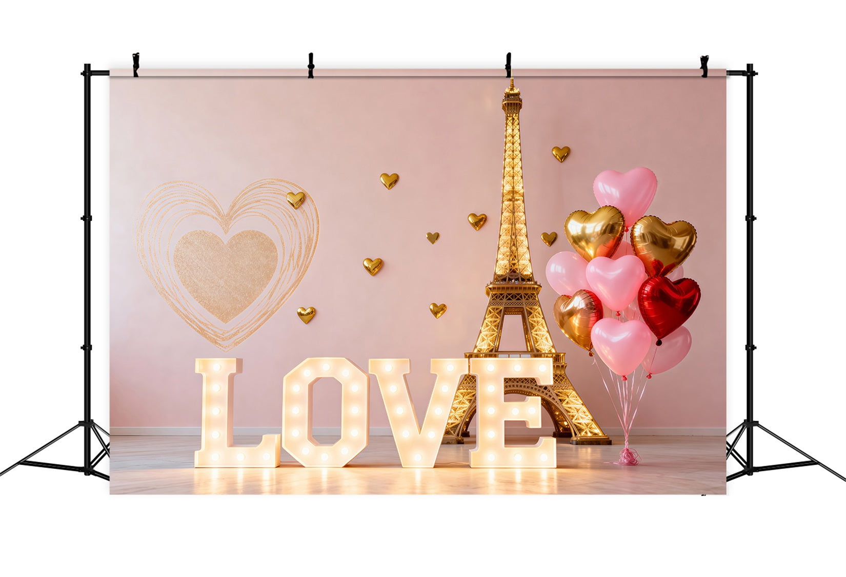 Paris-Fotokulisse Liebesballon Herz Valentinstag Eiffelturm-Kulissen RR61-45