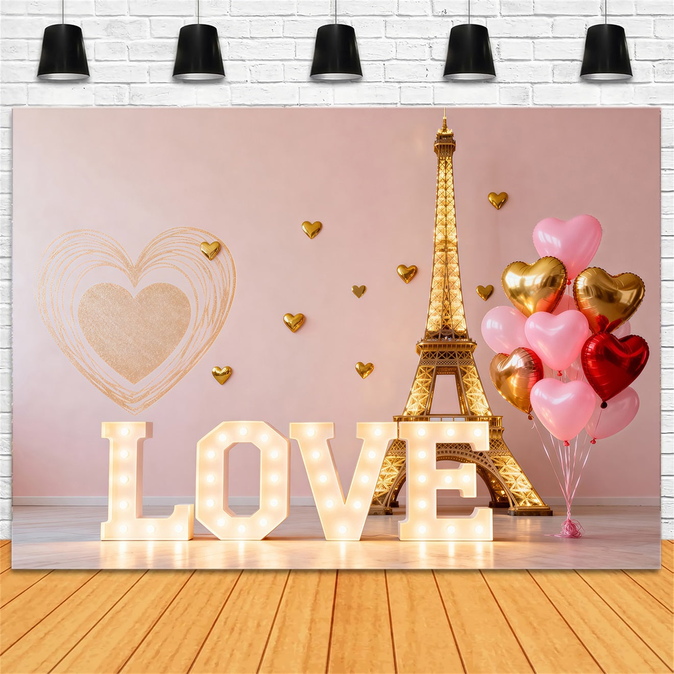 Paris-Fotokulisse Liebesballon Herz Valentinstag Eiffelturm-Kulissen RR61-45
