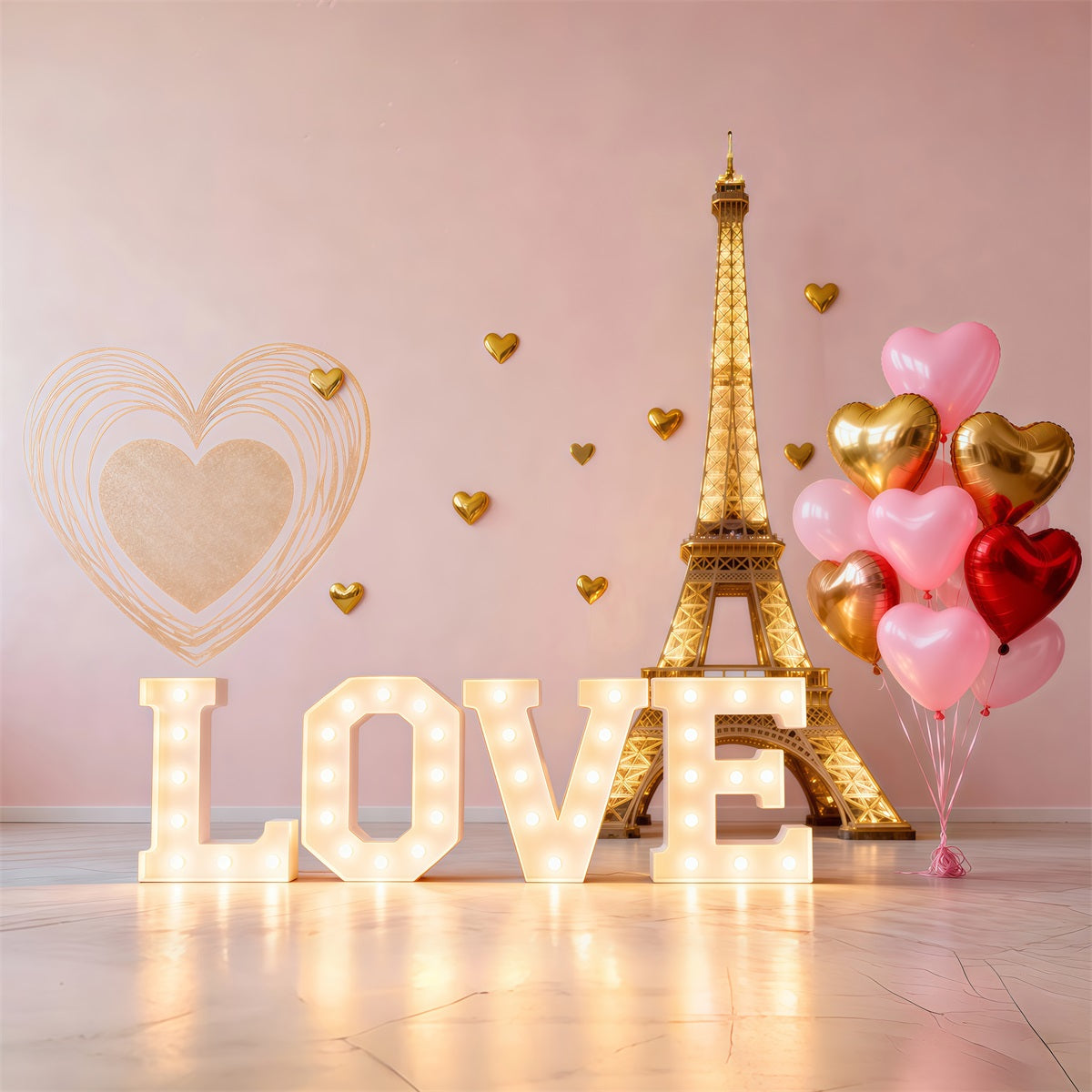 Paris-Fotokulisse Liebesballon Herz Valentinstag Eiffelturm-Kulissen RR61-45