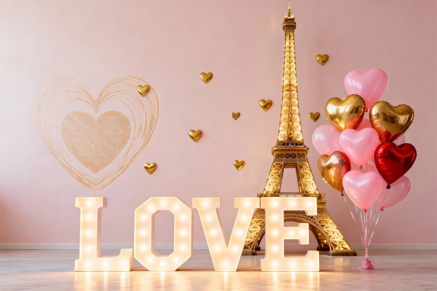 Paris-Fotokulisse Liebesballon Herz Valentinstag Eiffelturm-Kulissen RR61-45