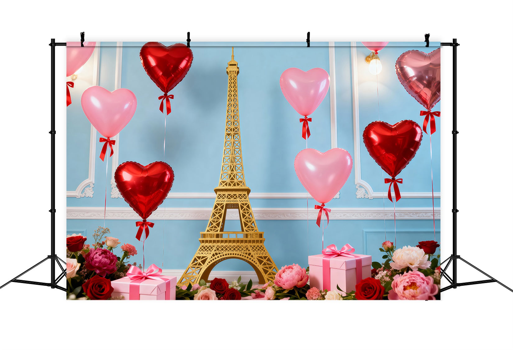 Abend in Paris Hintergrund Herz Ballon Geschenk Feier Eiffelturm-Hintergründe RR61-48