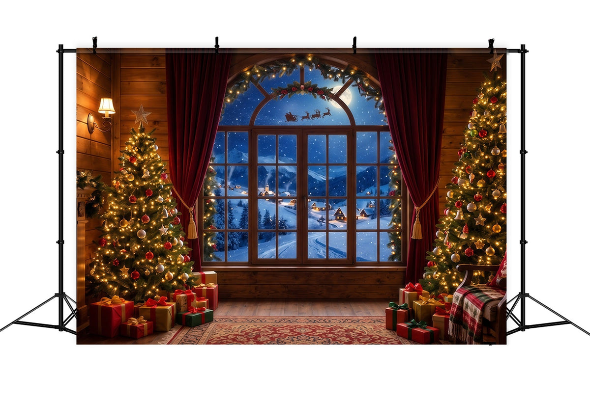 Santa-Hintergrund Gemütliches Fenster Schlittenblick RR610-134