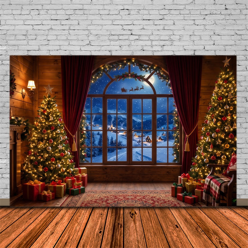 Santa-Hintergrund Gemütliches Fenster Schlittenblick RR610-134