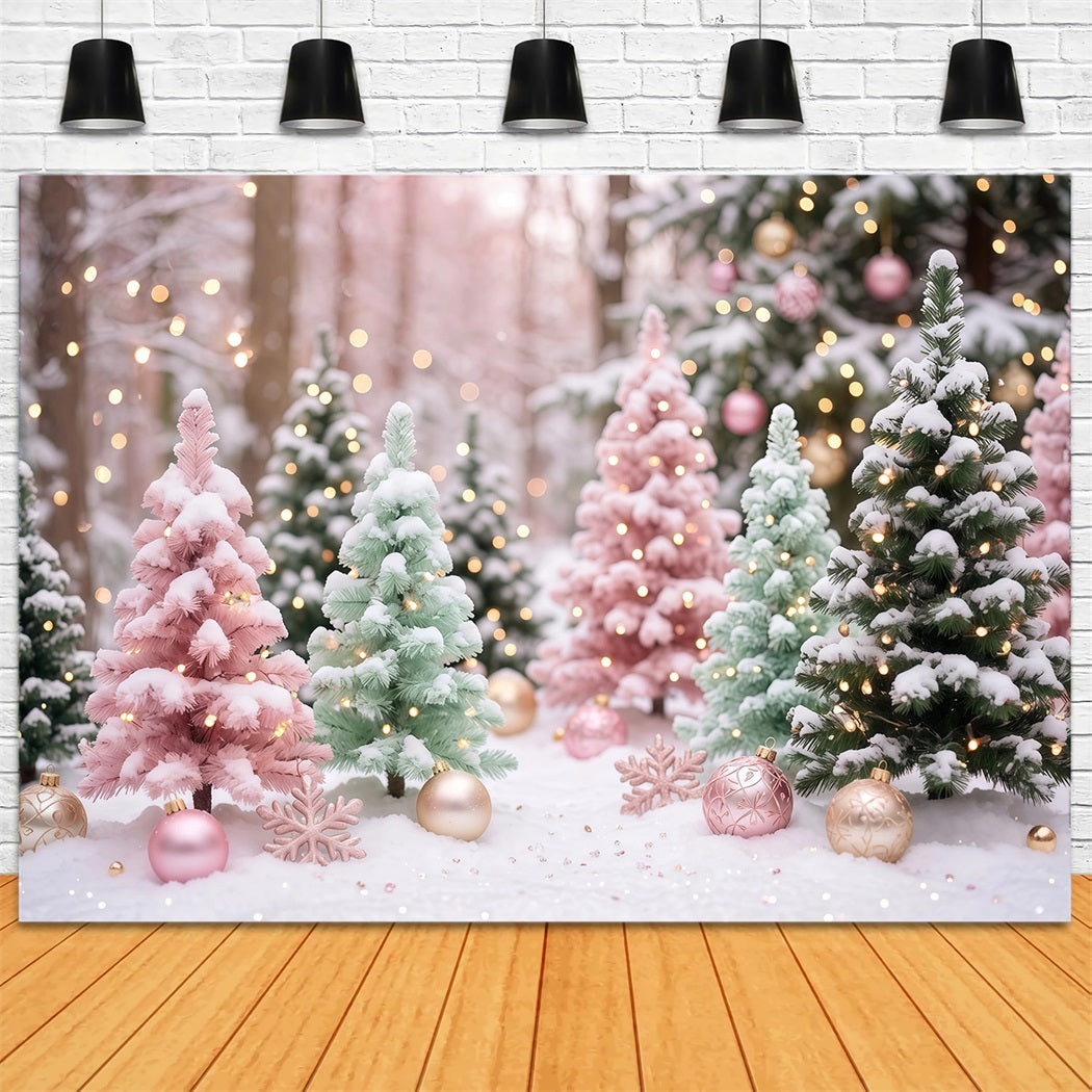 Weihnachtsbaum-Hintergrund Pastellfarbene Frostige Tannen Bühnenkulisse RR610-136