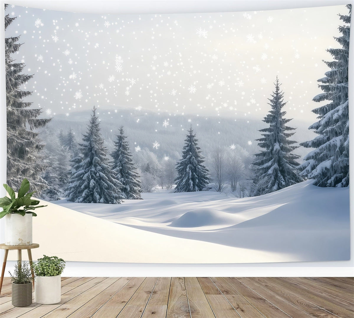 Weihnachtsbaum Hintergrund Verschneite Kiefernwald Hügel RR610-162