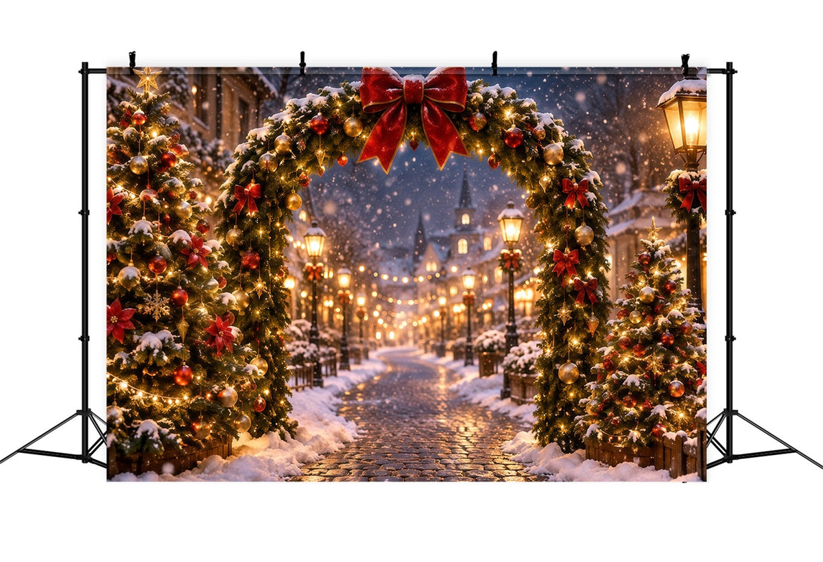 Weihnachtslichter Fotohintergrund Leuchtender Dorf Torbogen RR610-166